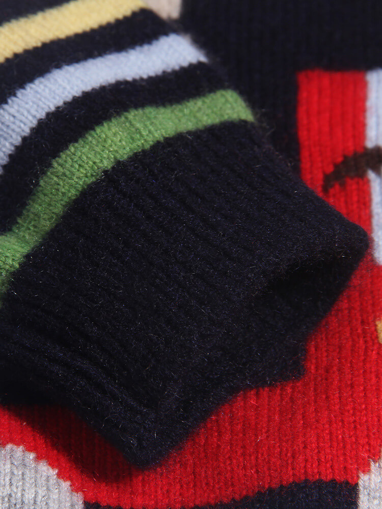 Kids Fun Vehicle Knit Pullover Cashmere Crew Neck Sweater